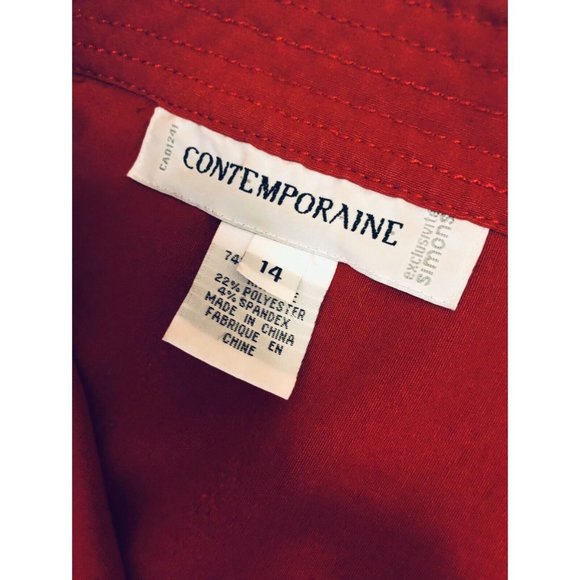 Vintage Contemporaine Red Kimono Style Shirt Dress Size 14 UK 10 US - Picture 4 of 4